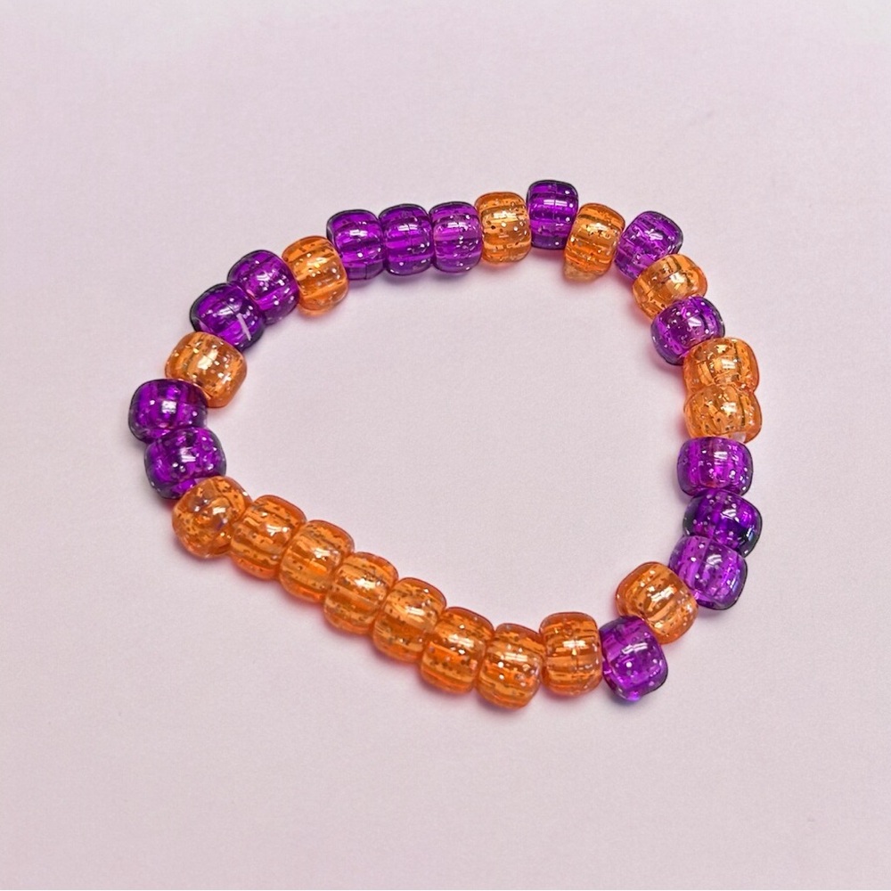 Orange & purple beaded bracelet